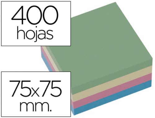 Bloco de notas adesivas q-connect cor pastel 76 x 76 mm com 400 folhas , Q-connect , 25947 , 5705831013476